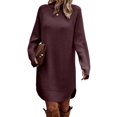 thumbnail image 3 of Women'S Sweater Dresses Oversized One-Piece Dresses Outer Wear Plus Size Pullover Wedding Dresses Wine Red L, 3 of 6