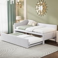 thumbnail image 2 of Twin Size Upholstered L-Shaped Upholstered Daybed with Pop Up Trundle, Beige, 2 of 10