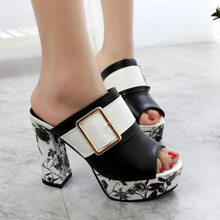

Buckle Ladies Sandals Fashion Heel High Shoes Decorative Women s Sandals
