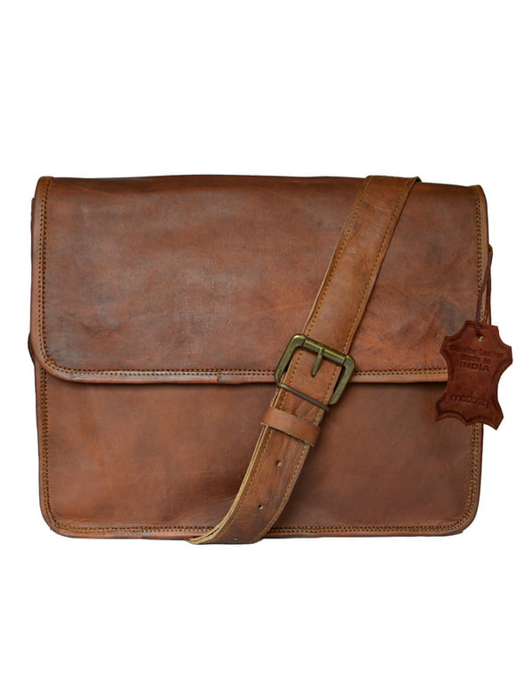 Madosh Men's Genuine Leather Flap Over Bag Messenger Crossbody Handbag
