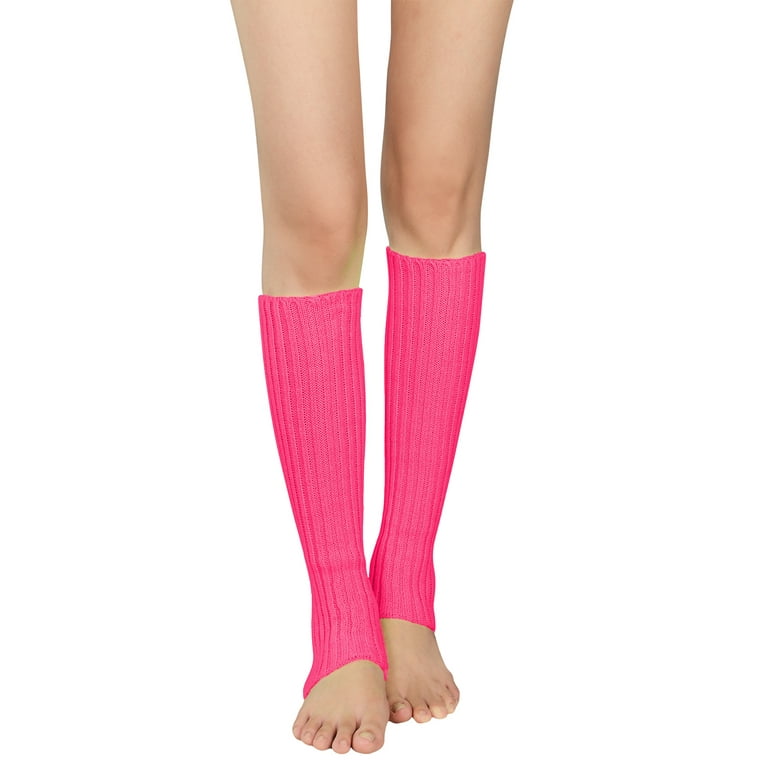 Zando Hot Pink Leg Warmers for Women 80s Ribbed Knit Knee Warmer 80s  Costumes Women Leg Warmer Socks Dance Hot Pink