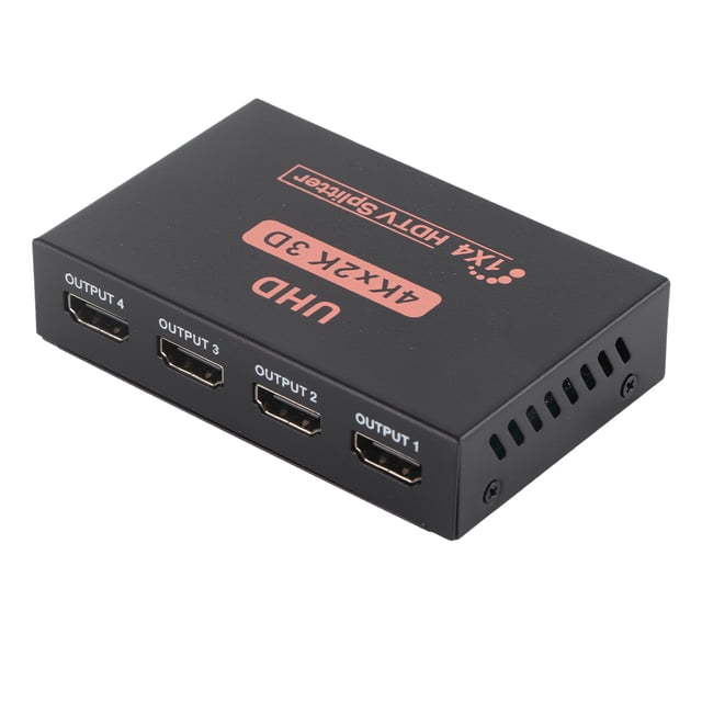 4K HD Multimedia Interface Splitter, High Resolution 1 in 4 Out HD Multimedia Interface Switcher Plug and Play Professional for Home Theater for Meeting