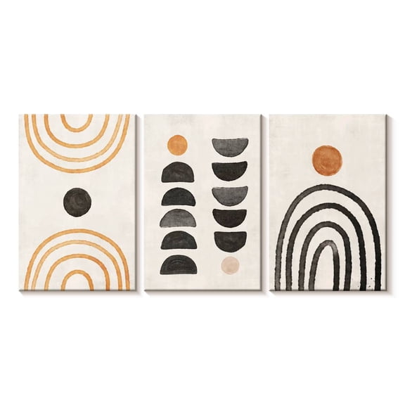 Elephant Stock Between Night And Day Wall Art - Horizontal Multi Panel Canvas - Living Room Wall Decor - Abstract Multi Panel - Gray And White Decor - 26" x 12"