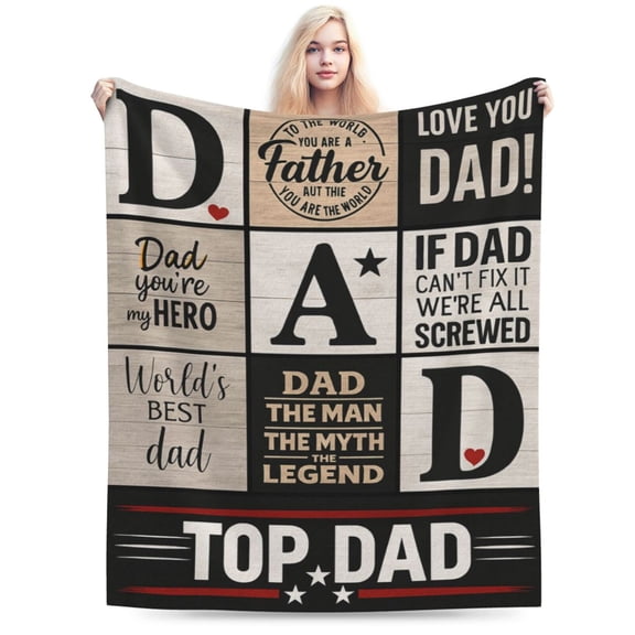 Gifts for Dad Happy Birthday Dad Blanket from Daughter Son - Christmas Fathers Day Thanksgiving Room Decor - Papa Throw Blanket for Couch Bed Camping Outdoor Travel 50x40