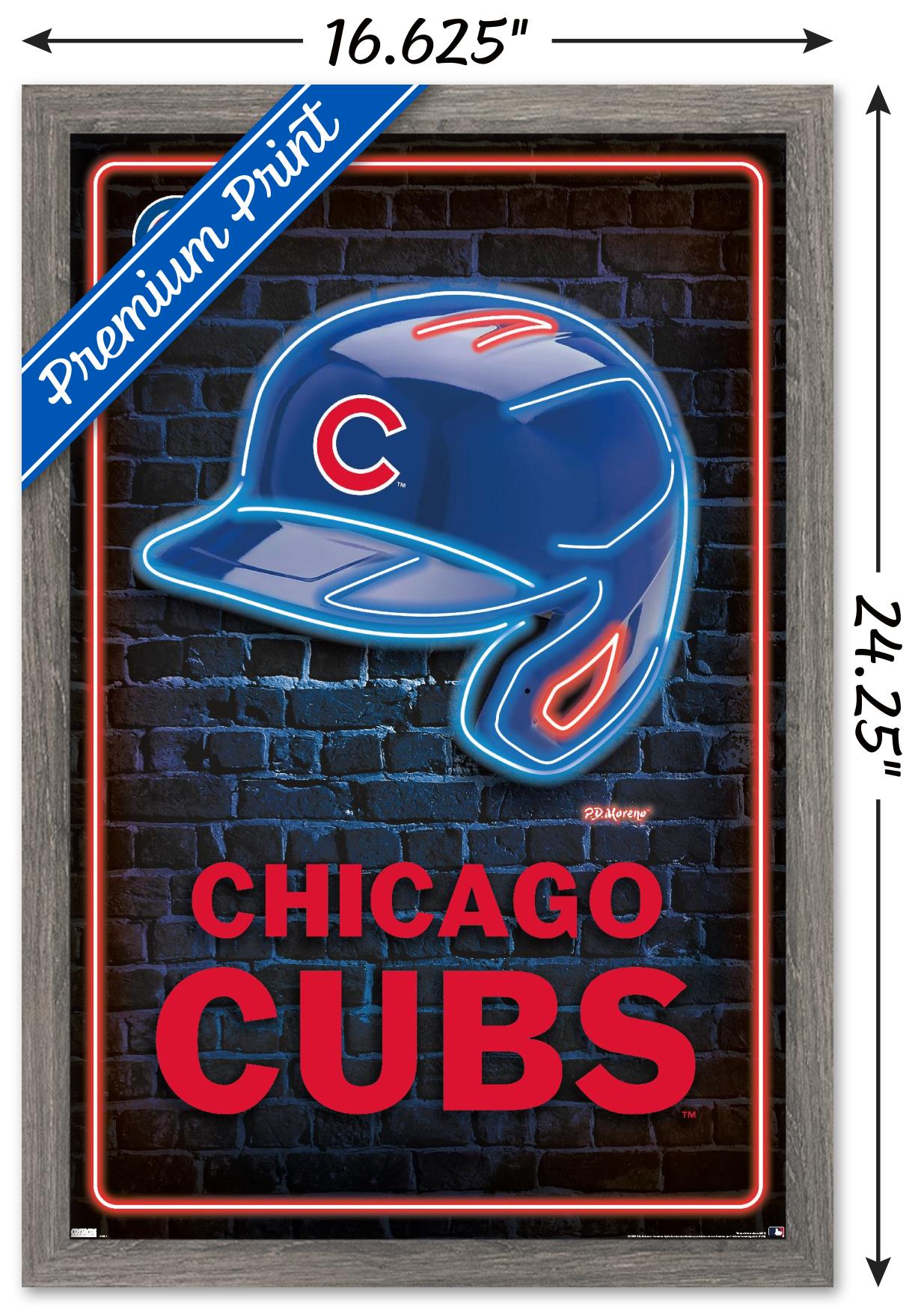 MLB Chicago Cubs - Neon Helmet 23 Wall Poster, 14.725" x 22.375" Framed
