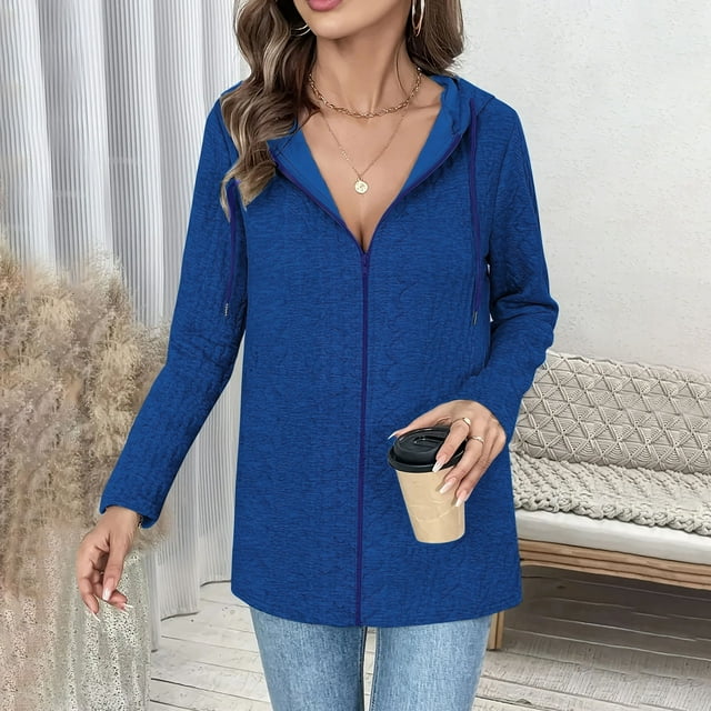 KIHOUT Women's Lightweight Zip Hoodie Jacket - Everyday Casual Coat for Spring Fall Layering Essential