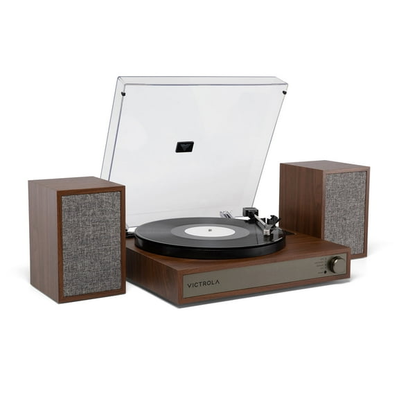 Victrola Harmony Bluetooth Turntable System with Speakers, Walnut