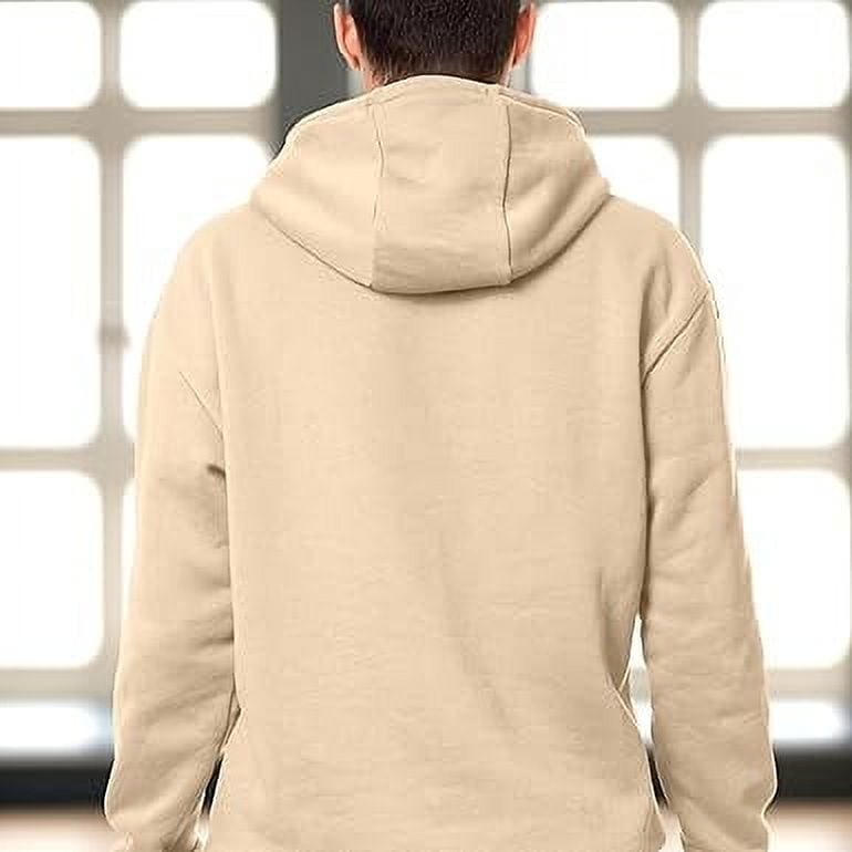 Men's Fleece Poly/Cotton Hoodie Birthday Gift Midweight Hooded Pullover Sweatshirt for Men, Small, Cream