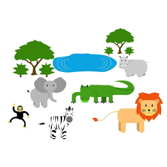 VWAQ Safari Nursery Wall Decals Animals - Jungle Wall Stickers for Kids Playroom Mural Decor - ANP01