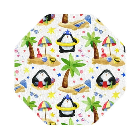 

Zeuib Penguins On The Beach Print Set of 6 Coasters for Drinks Glass & Cups Stain Protection Table Coaster Set Decorative Coffee Cup Coasters Housewarming Gift for Home Decor Octagon