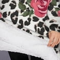 thumbnail image 3 of Oversized Wearable Blanket Hoodie,Pioneer Flower Floral Print Pattern Sherpa Blanket Hoodie with Super Pockets,Super Warm Fuzzy Pullover for Women & Men, 3 of 6