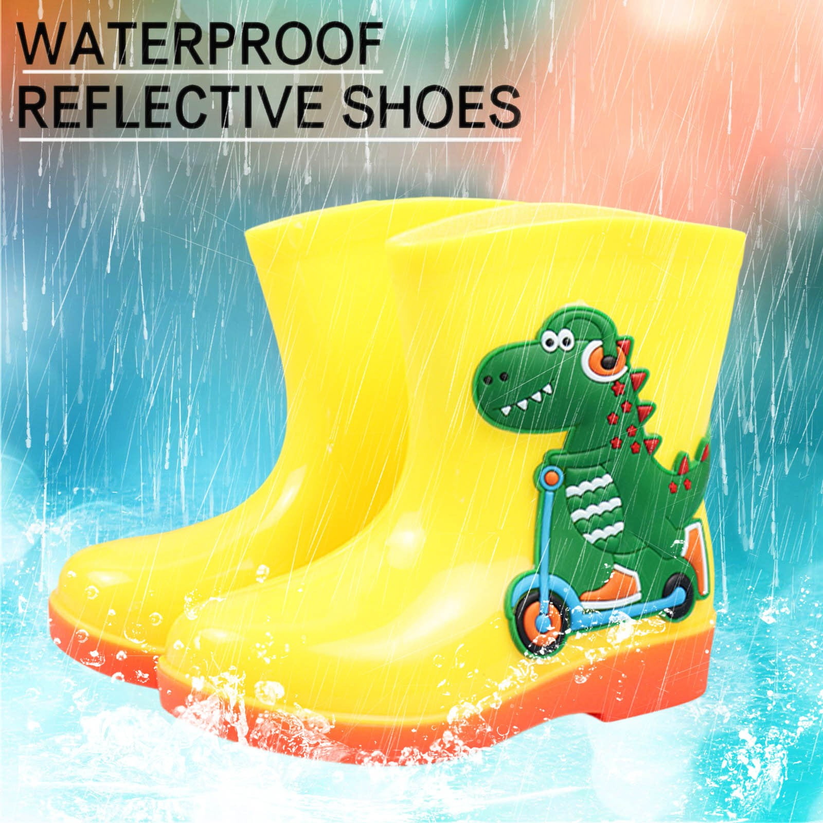 Big Kid Girls Shoes Girls Fuzzy Boots Children Shoes Cute Cartoon Mid Tube Rain Boots Fashion Outdoor Small Rain Boots Female Shoes Yellow 4