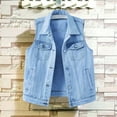 thumbnail image 4 of Jxximdong Casual Vests for Women, Casual Denim Vest Jacket Sleeveless Collared Distressed Jean Jacket Candy Color Slim Fit Ripped Coat, Women's Coats Blue, 4 of 5