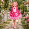 thumbnail image 5 of MIRUXO Pink Princess Dress Rise Red Cosplay Costume Dress Set, Heart Print Sleeveless Outfit with Crop Jacket 2 Pcs for Halloween, 5 of 9