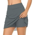 thumbnail image 2 of Baqcunre Skorts for Woman,Casual Solid Tennis Skirt Yoga Sport Active Skirt Shorts Skirt Shorts for Women,Gym Shorts Women Workout Shorts Women Grey S-XXL, 2 of 6