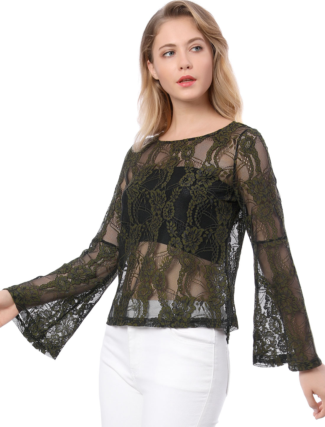bell sleeve sheer top