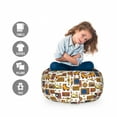 thumbnail image 2 of 90s Storage Toy Bag Chair, 90s Theme with Old Style House Devices Roller Skate Shoes Fun Dance Style Retro Pattern, Stuffed Animal Organizer Washable Bag, Small Size, Mustard, by Ambesonne, 2 of 3