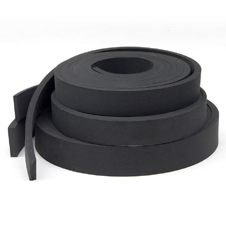 1/4” Thick Neoprene Foam Strip, 1.5” Width x 50’ Length, Black, Rubber  Adhesive