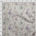 thumbnail image 3 of oneOone Cotton Jersey Pastel Gray Fabric Floral & Peacock Dress Material Fabric Print Fabric By The Yard 58 Inch Wide, 3 of 4