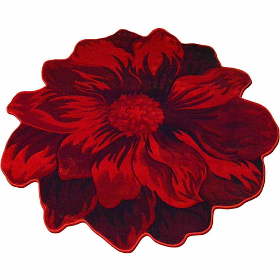 Flowers Rug Design 305 - 5'3"x5'3" Round, Red