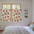 thumbnail image 3 of Red Strawberry Kitchen Curtains 54 Inch Length, Summer Fruits Farmhouse Leaves Floral Retro Tiers Curtains for Bathroom Bedroom Cafe, Light Filtering Small Window Treatment Drapes 2 Panels 42"Wx54"L, 3 of 8
