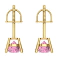 thumbnail image 4 of 1.5 ct Screw-Back Stud Earrings for Women | 6mm Round Cut Simulated Pink Diamond | 18K Yellow Gold, 4 of 5