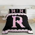 thumbnail image 2 of Manfei Personalized Gifts Bowtie Queen Comforter Set,Bowknot Latter R Bedding Sets,Pink Sparking Print Bedding Comforter Set For Princess,Lightweight Room Decoration Reversible,3 Pieces, 2 of 8