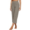 thumbnail image 2 of Women's High Waisted Wide Leg Cropped Pants Casual Elastic Waist Capri Pants with Pockets, 2 of 8