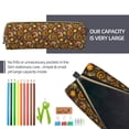 thumbnail image 2 of Rateoe Chrysanthemum turkey Print Leather Pencil Case with Smooth Zipper, Compact Storage for Writing Tools & Art Supplies, 8.26" x 1.96" x 2.16", 2 of 3