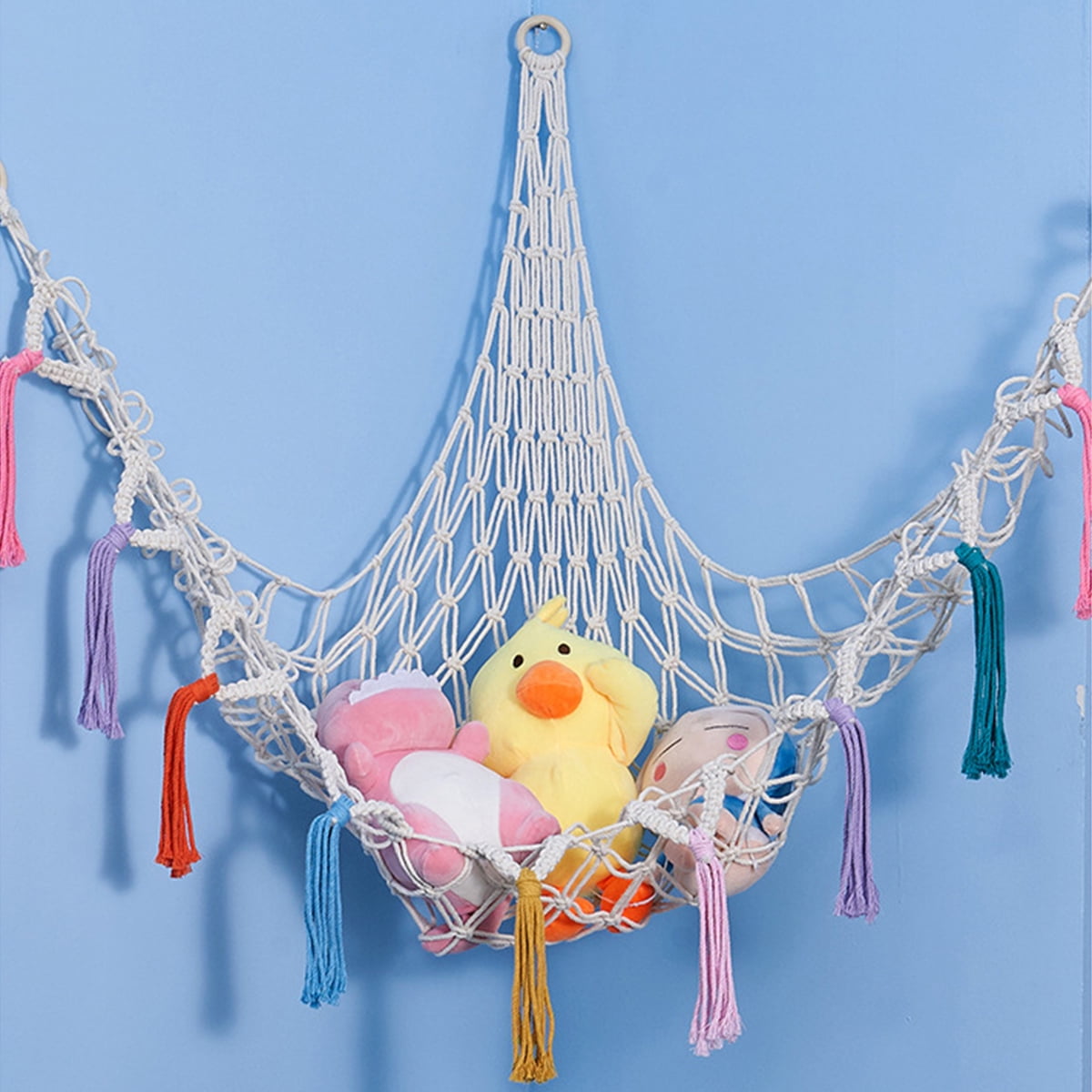 Muross Stuffed Animal Hammock Toy Storage Net Hammock with 3 Wall
