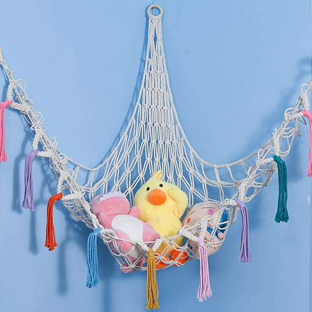Muross Stuffed Animal Hammock Toy Storage Net Hammock with 3 Wall