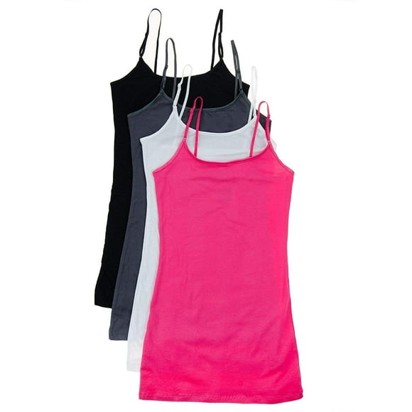 4 Pack Active Basic Women's Basic Tank Tops (Small, Blk/White/Pink/H.Charcoal)