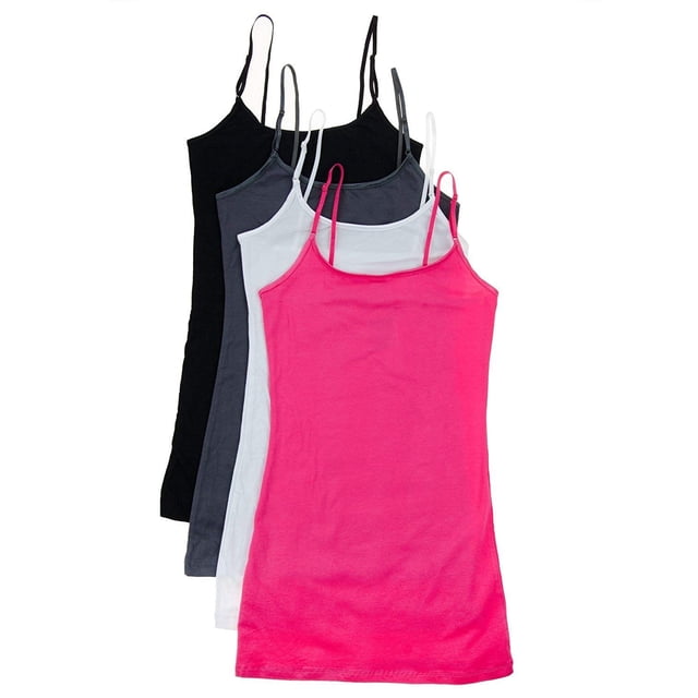 4 Pack Active Basic Women's Basic Tank Tops (Small, Blk/White/Pink/H.Charcoal)