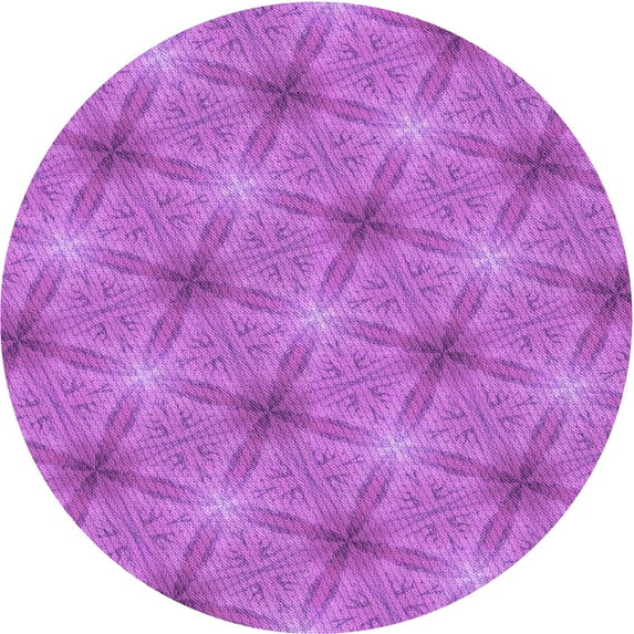 Ahgly Company Machine Washable Indoor Round Transitional Bright Neon Pink Purple Area Rugs, 3' Round