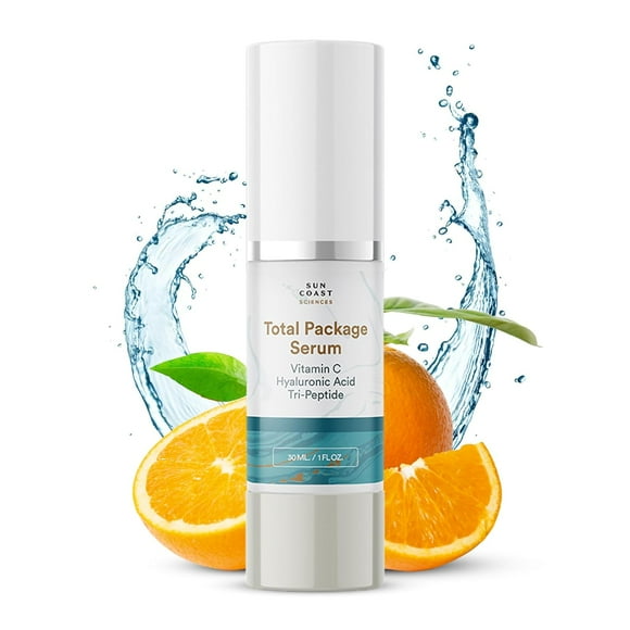 Sun Coast Sciences - Total Package Serum, All-in-one Vitamin C, Hyaluronic Acid, Peptides Serum For Face, Anti-aging Facial Super Serum For Wrinkles, Brightening, Dark Spots - 30 Ml 1 Fl Oz