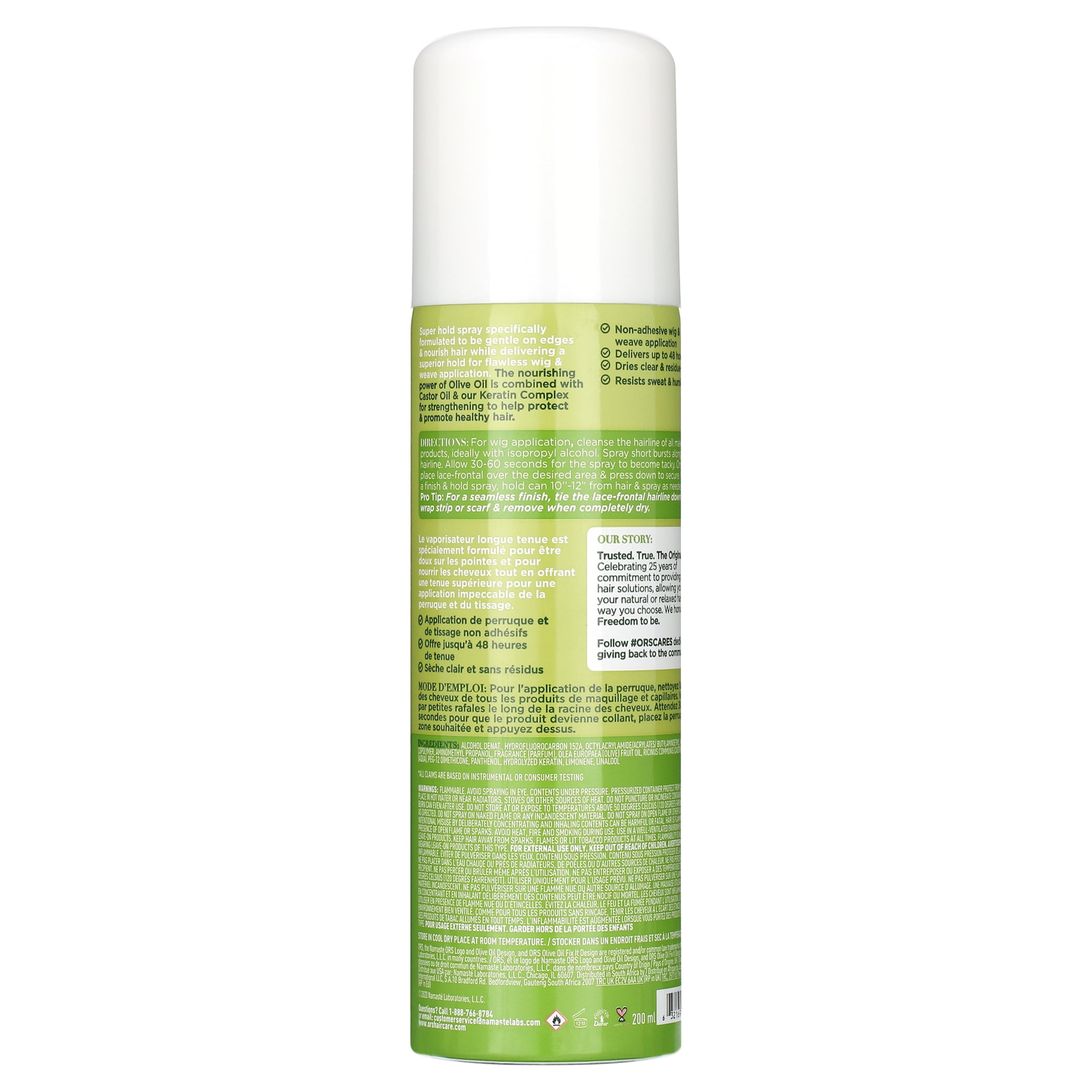 ORS Olive Oil Fix-It Super Hold Wig Grip Spray for Wigs & Weaves, Grips & Holds Lace-Frontals, 6.2oz Women
