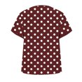thumbnail image 4 of Olyvenn Womens Hollow Out V Neck T Shirts Floral Printed Short Sleeve Tunic Tee Tops Summer Casual Loose Eyelet Blouses Wine M, 4 of 5