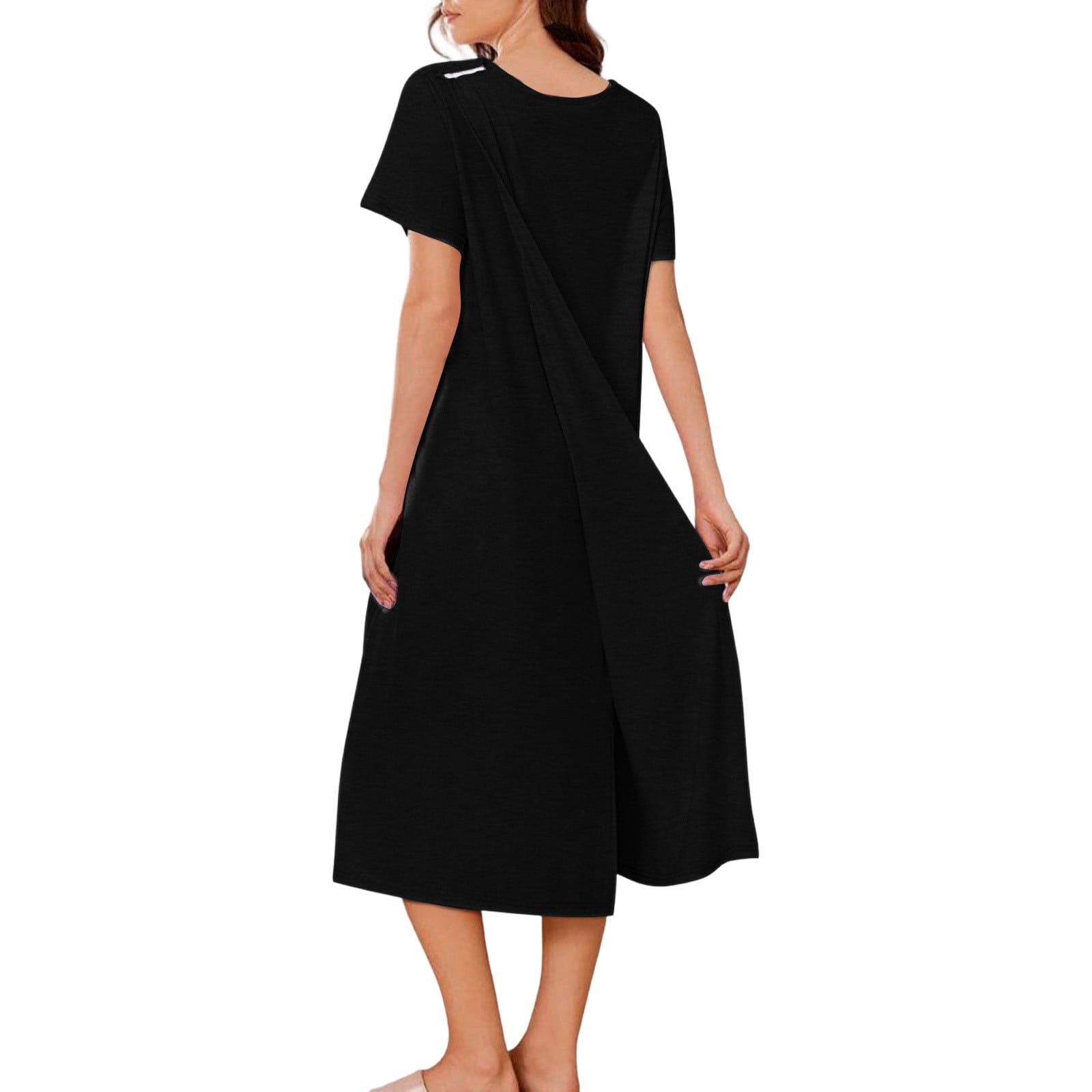 Open Back Hospital Gowns for Women Post Surgery Dress Adaptive Nursing Nightgown Soft Cozy Maternity Robe
