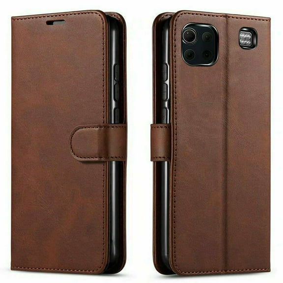 Starshop Case for Coolpad SUVA  Glass Screen Protector Premium Leather Wallet Pocket Black-Brown