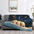 thumbnail image 2 of Balery Starry Sky Sleep White Bear Manta de Franela con Dibujo, Lujo Ultra Suave y Cálido, Antipelusa y Resistente a las Arrugas para Cama, Sofá, Camping -80"x60", 2 of 6