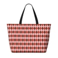 thumbnail image 2 of Disketp Red and Brown Squares Bolsa de Playa de Gran Capacidad, Bolso Impermeable y a Prueba de Arena para Mujer, Ideal para Playa, Piscina y Natación, 2 of 7