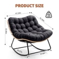 thumbnail image 4 of Heavy Duty Patio Rocking Chair-Single Arc Leg Design-450lbs Weight Capacity- Water Resistant Cushion-Metal Frame Rattan Chair for Indoor Outdoor Patio Garden Living Room-Yellow Rattan Black Cushion, 4 of 7