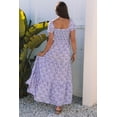 thumbnail image 2 of Elegant Purple Floral Maxi Dress with Short Bubble Sleeves and Shirred High Waist - [ZhiHiMeRi] | (US 12-14)L, 2 of 12