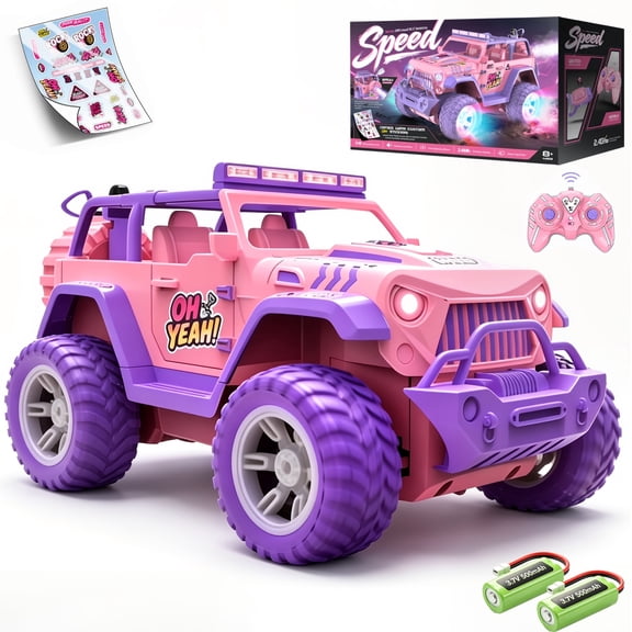 HNH 1:16 Pink RC Monster Truck, Off Road RC Cars for Girls Age 4-12 Birthday Gift