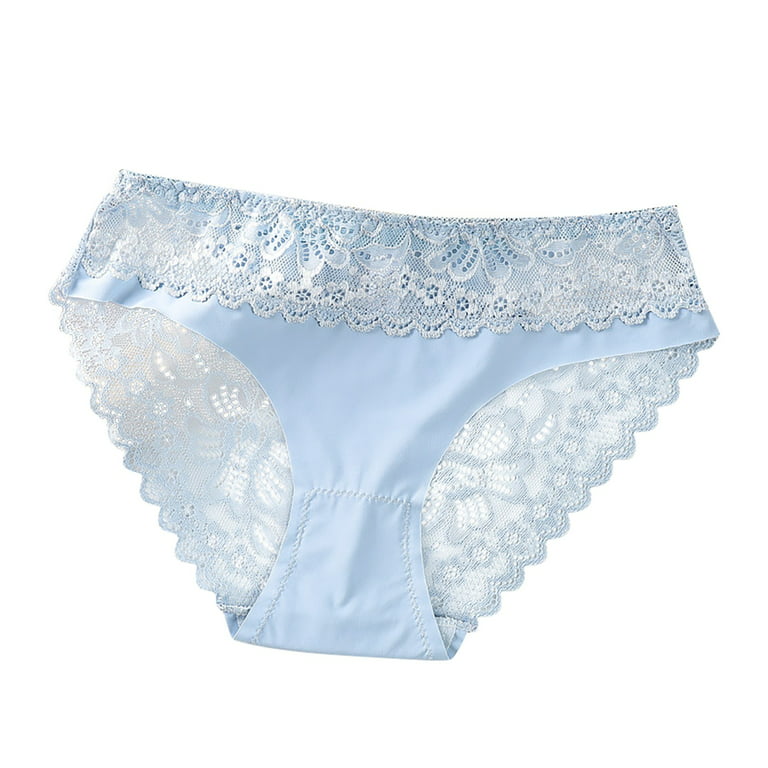Women's Lace Seamless Comfort Panty Plus Size Sexy Stretch High Leg  Underwear Soft Lingerie Tanga Blue M