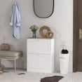 thumbnail image 2 of HOMCOM Slim Shoe Cabinet with 2 Flip Drawers & Adjustable Shelves, White, 2 of 8
