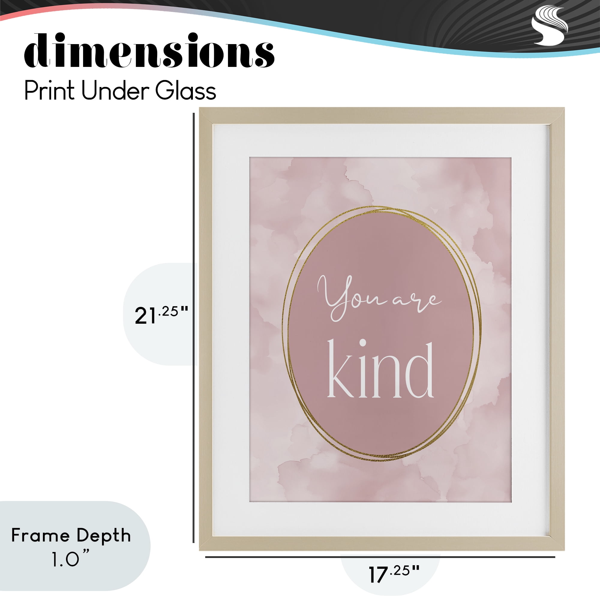 Stupell Industries Pink Golden Affirmation Birch Framed Print Under Glass, design by Christine Simpson Art