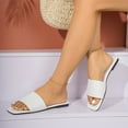 thumbnail image 4 of Viluyesy Women's Slides Sandals, Square Toe Slip-On Shiny Sequin Summer Beach Casual Flat Shoes White 9.5, 4 of 9