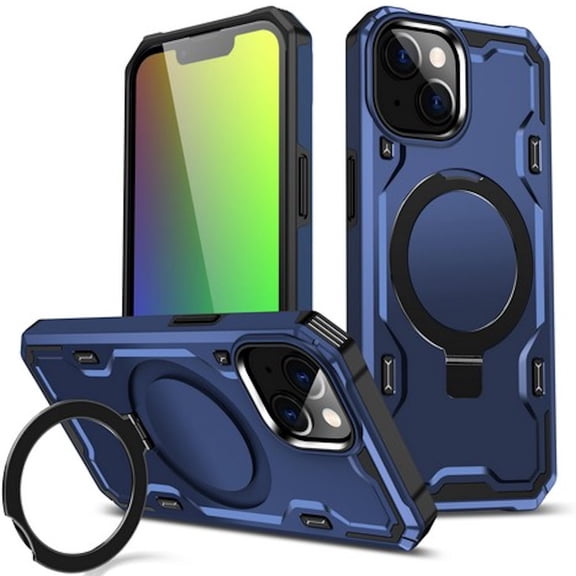 Advanced Armor Case with MagSafe Ring Stand for iPhone 15 Plus - Blue