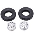 thumbnail image 1 of 2 uds cubo de rueda delantera de Metal con neumáticos de goma para Tamiya 1/14 RC remolque Tractor camión Coche, 1 of 8